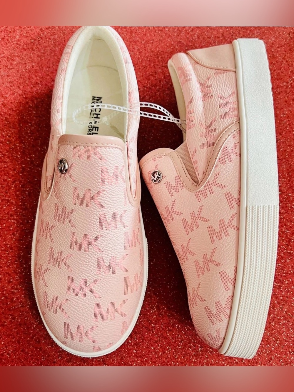 Michael Kors Kids Slip-On Sneakers in Light Pink with MK Logo